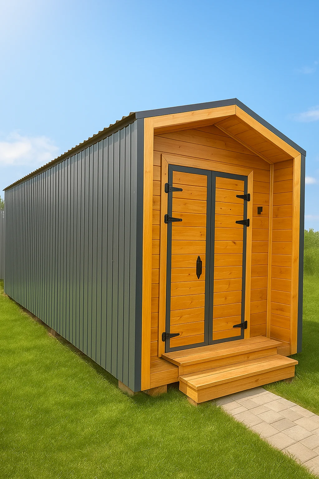 Бытовка-хозблок 6 метров в металле распашные двери электрика блоки ступени