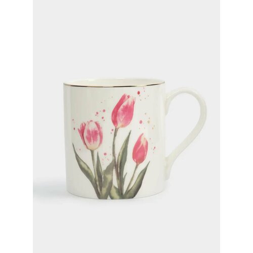 Кружка 380 мл фарфор F белая с золотистым кантом Тюльпаны Giardino 1806₽