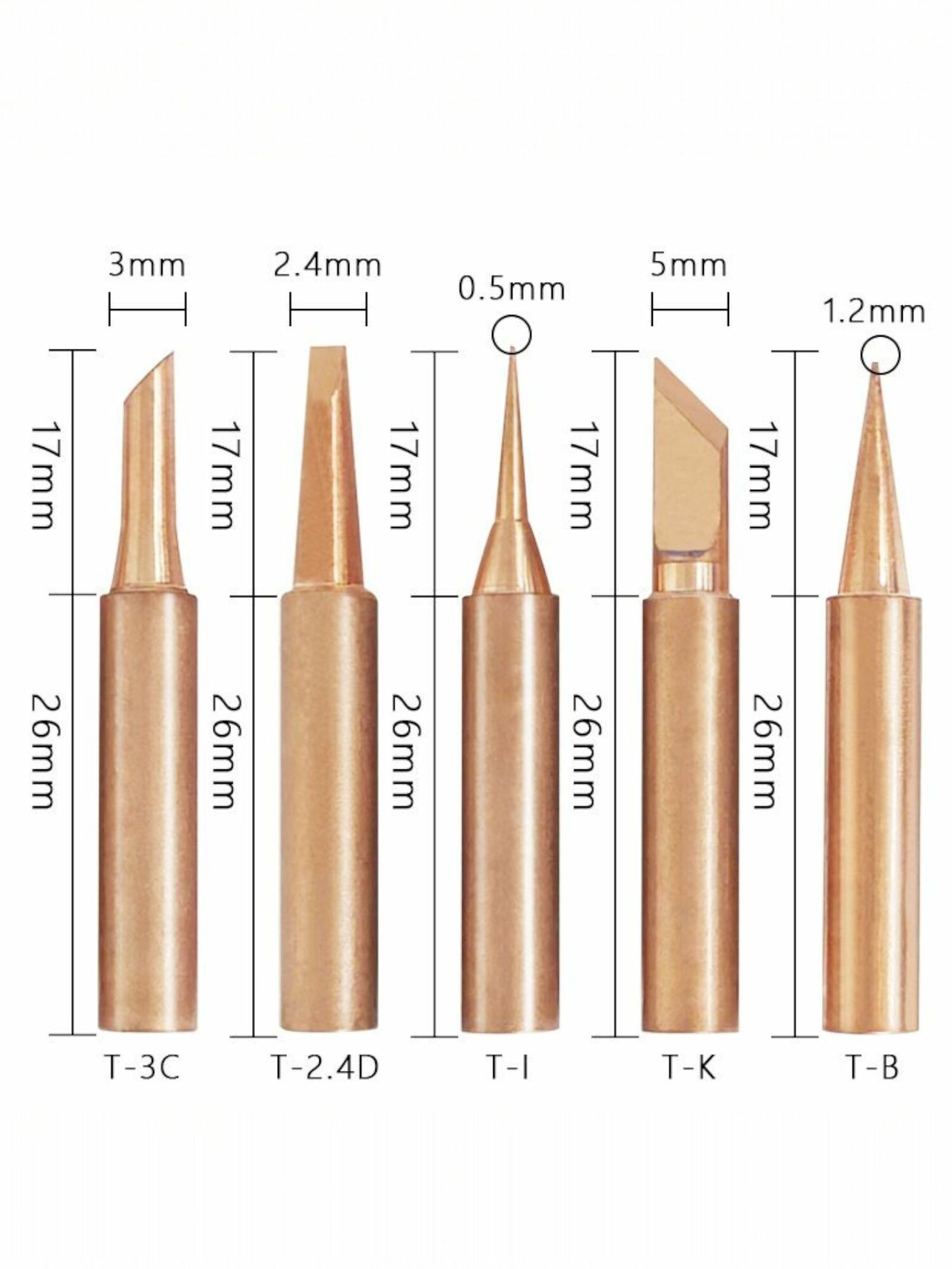 Набор медных жал для паяльника серии 900М-T 5шт