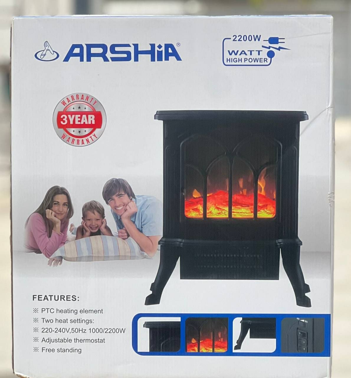 Электронагреватель ARSHIA, инфракрасный, спиральный нагреватель, электронный блок, 1000-2000Вт