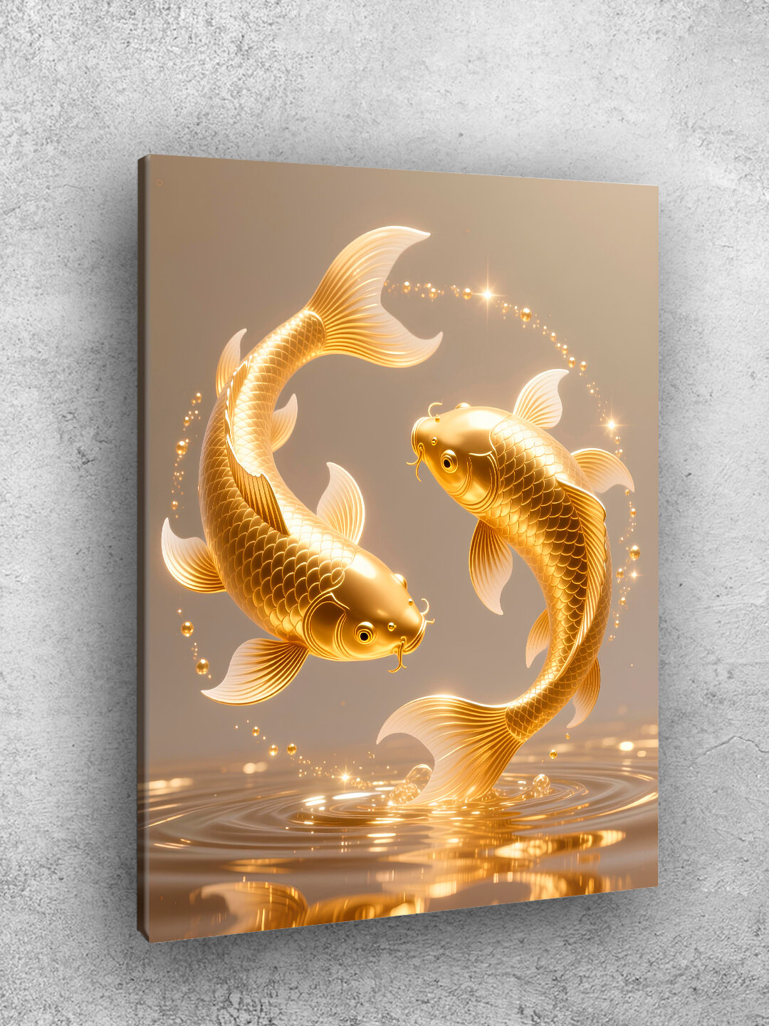 Картина интерьерная на стену ARTERY "Золотые рыбы кои", печать на холсте, постер на подрамнике, 40х50 см — фото 1
