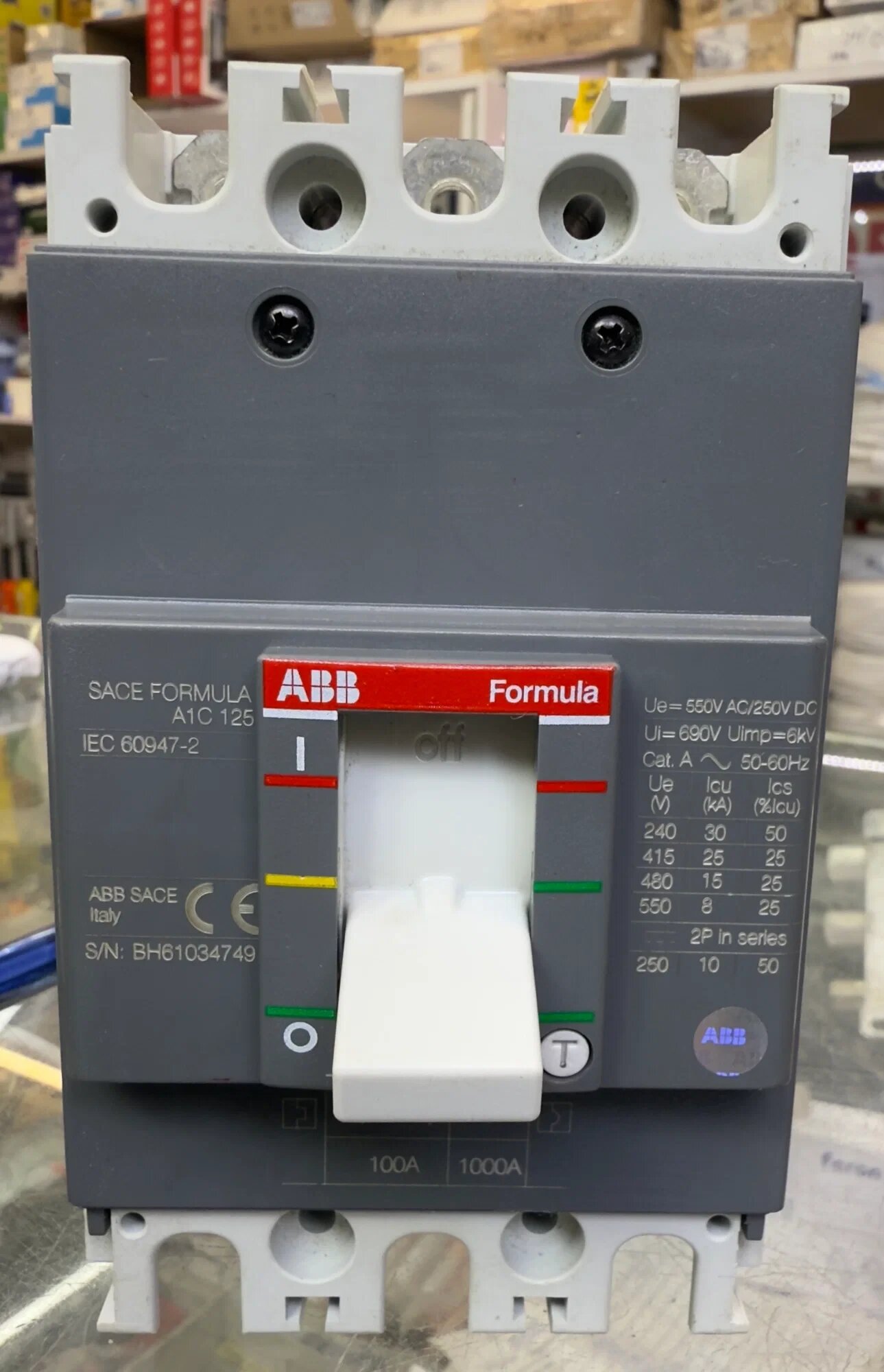 ABB Sace Formula A1C 125 Автомат 3P 100A 25kA F F с термомагнитным расцепителем TMF