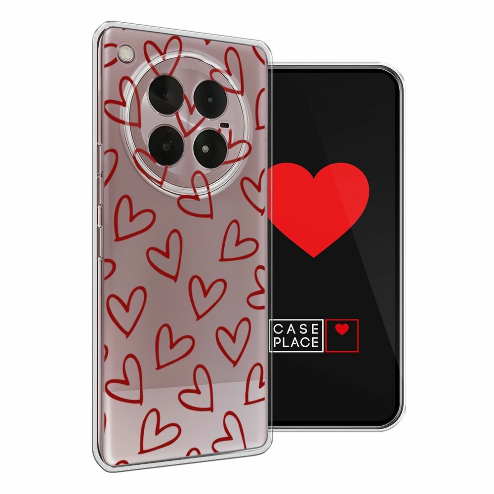 Чехол на Infinix Zero 40 4G / Инфиникс Зеро 40 4G с принтом "Little hearts doodles 2 - 14 февраля", прозрачный — фото 1