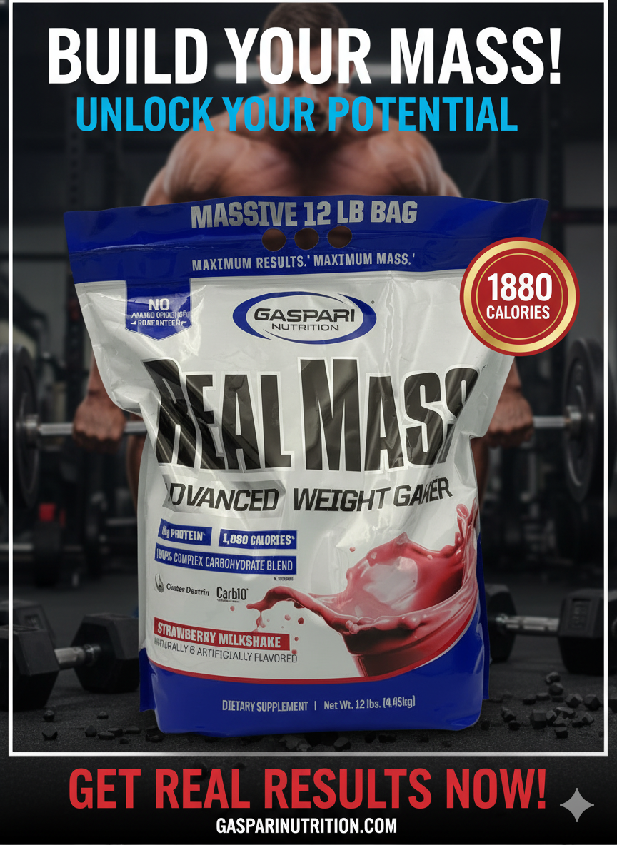 Gaspari nutrition Real mass 5,4kg вкус клубника для набора массы