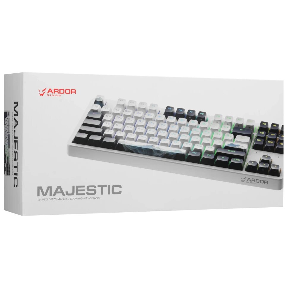 Клавиатура ARDOR GAMING Majestic механическая проводная белый/синий (Белый)