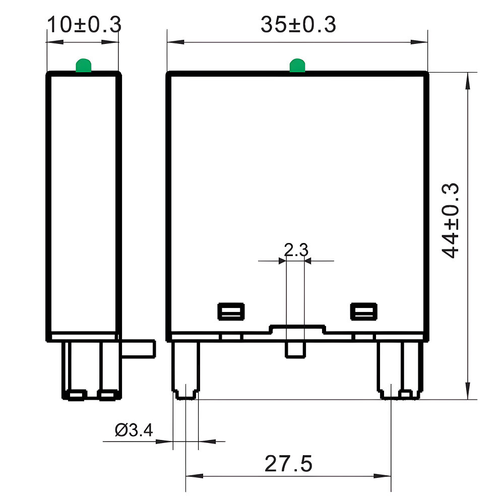 Модуль защиты DKC и индикации, LED зелёный, варистор A1+, 24V AC-DC — фото 1