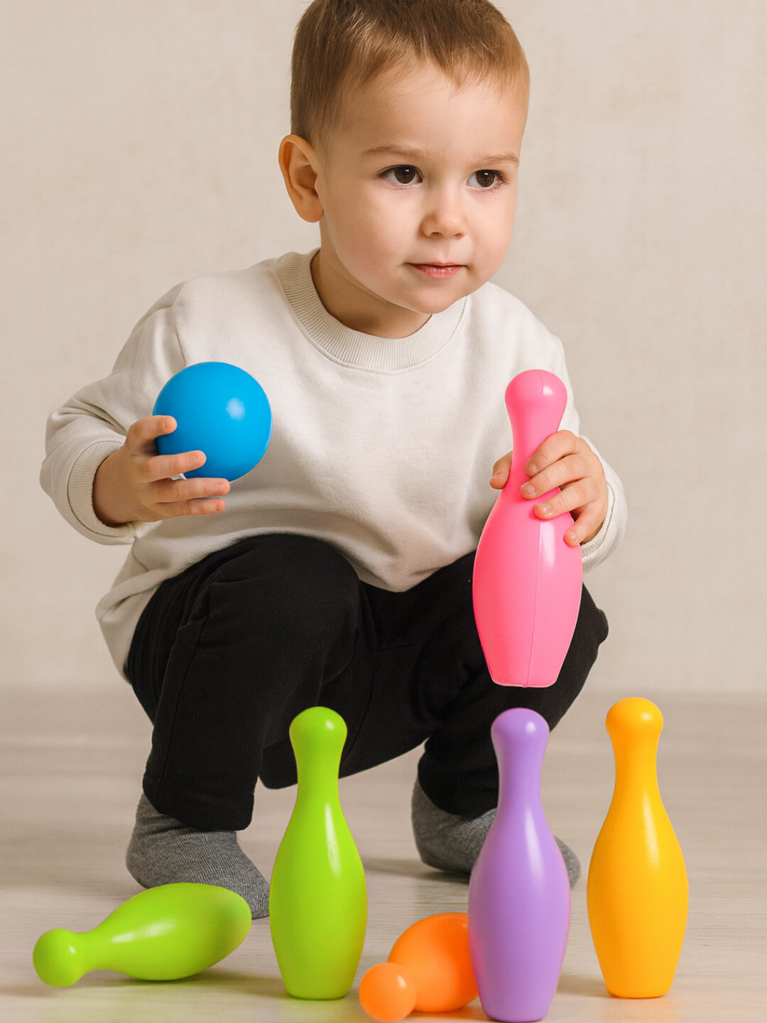 Детский разноцветный боулинг, игровой набор — фото 1