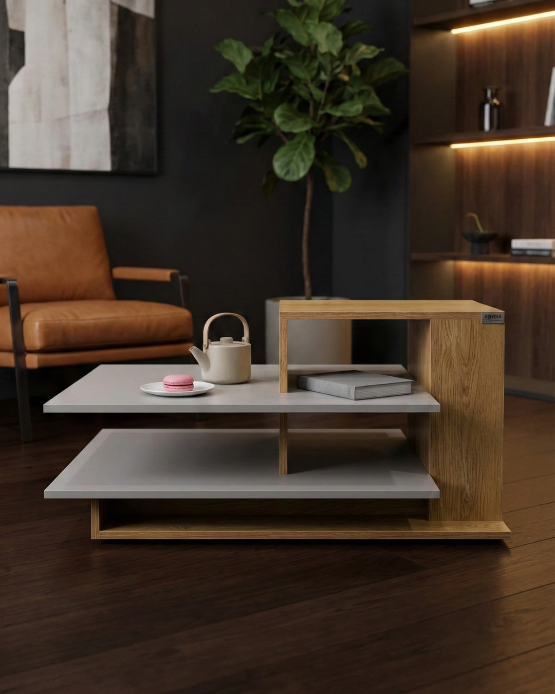 Столик журнальный acacia, трансформер, квадратный, 44,4×90×60 см, белый