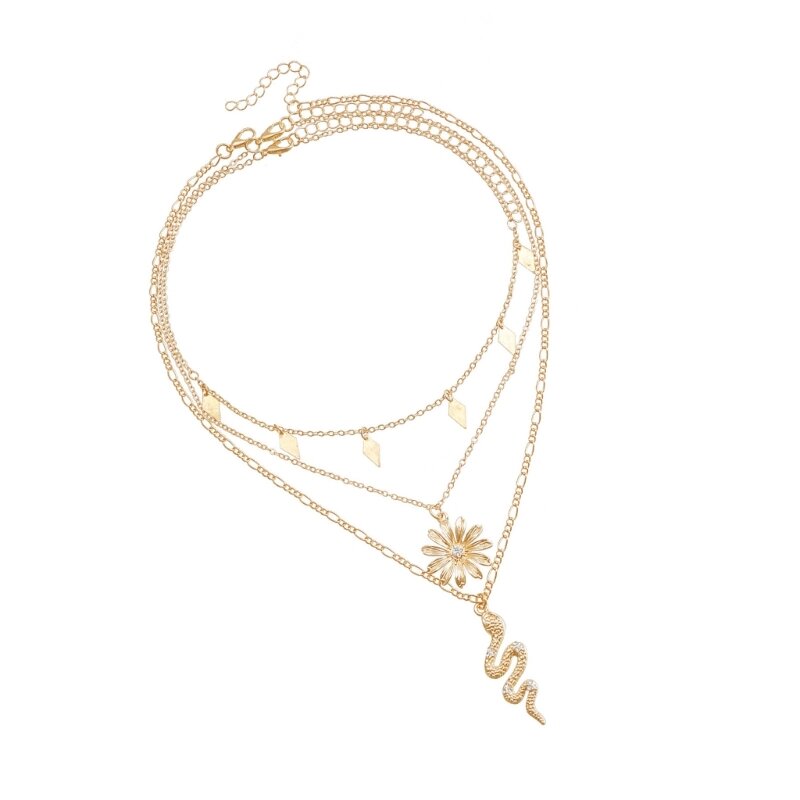 Модная многослойная цепочка для ключей в виде ромбовидного змеевика с подвеской в виде подсолнуха