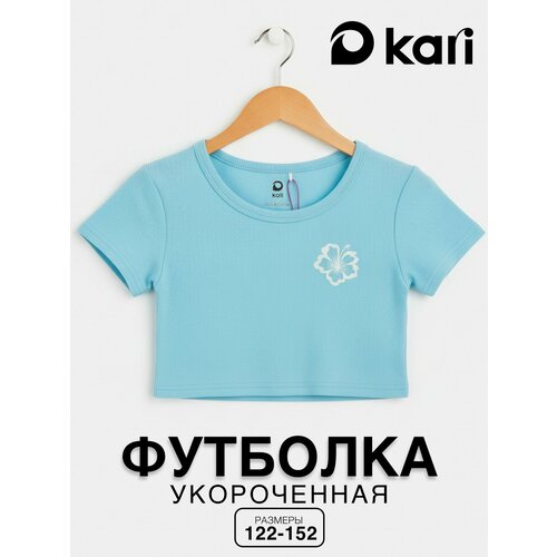 фото Кроп-топ kari весна-лето 2026, размер 8-9 лет, голубой