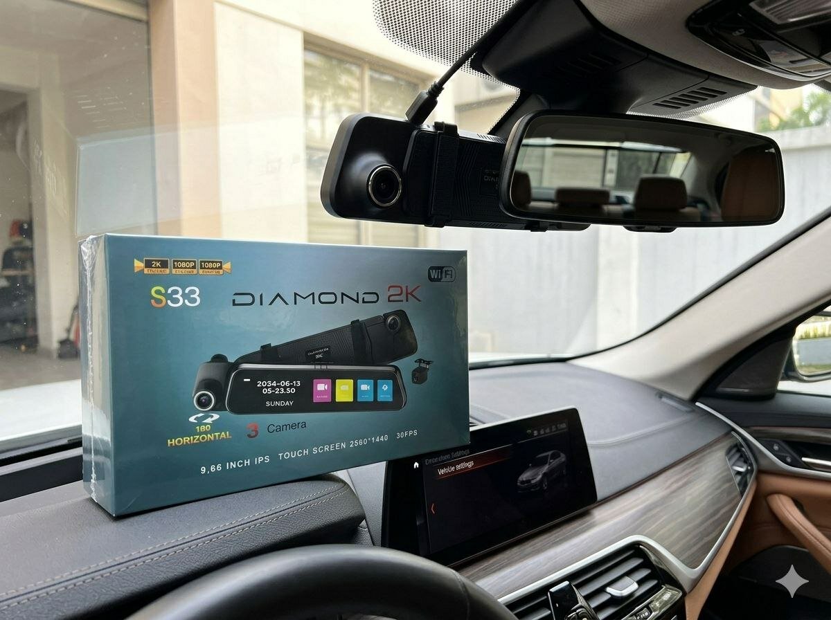 Видеорегистратор Diamond S33 2K, 3 камеры, задняя камера 1080p с Wi-Fi.