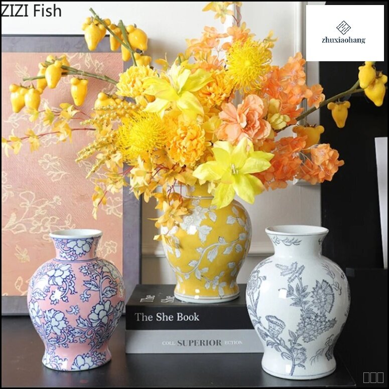 Blue and White Porcelain Vase Plant Pot Table Decoration Flowers Arrangement Multiple Styles Flower Vases Room Aesthetic