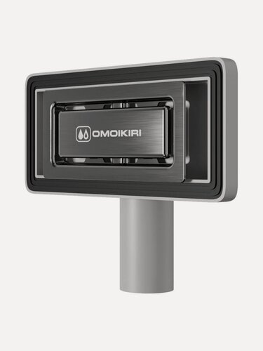 Изображение товара Перелив прямоугольный OMOIKIRI OV-02-GM, вороненая сталь, для моек из ARTCERAMIC и моек серии Kata