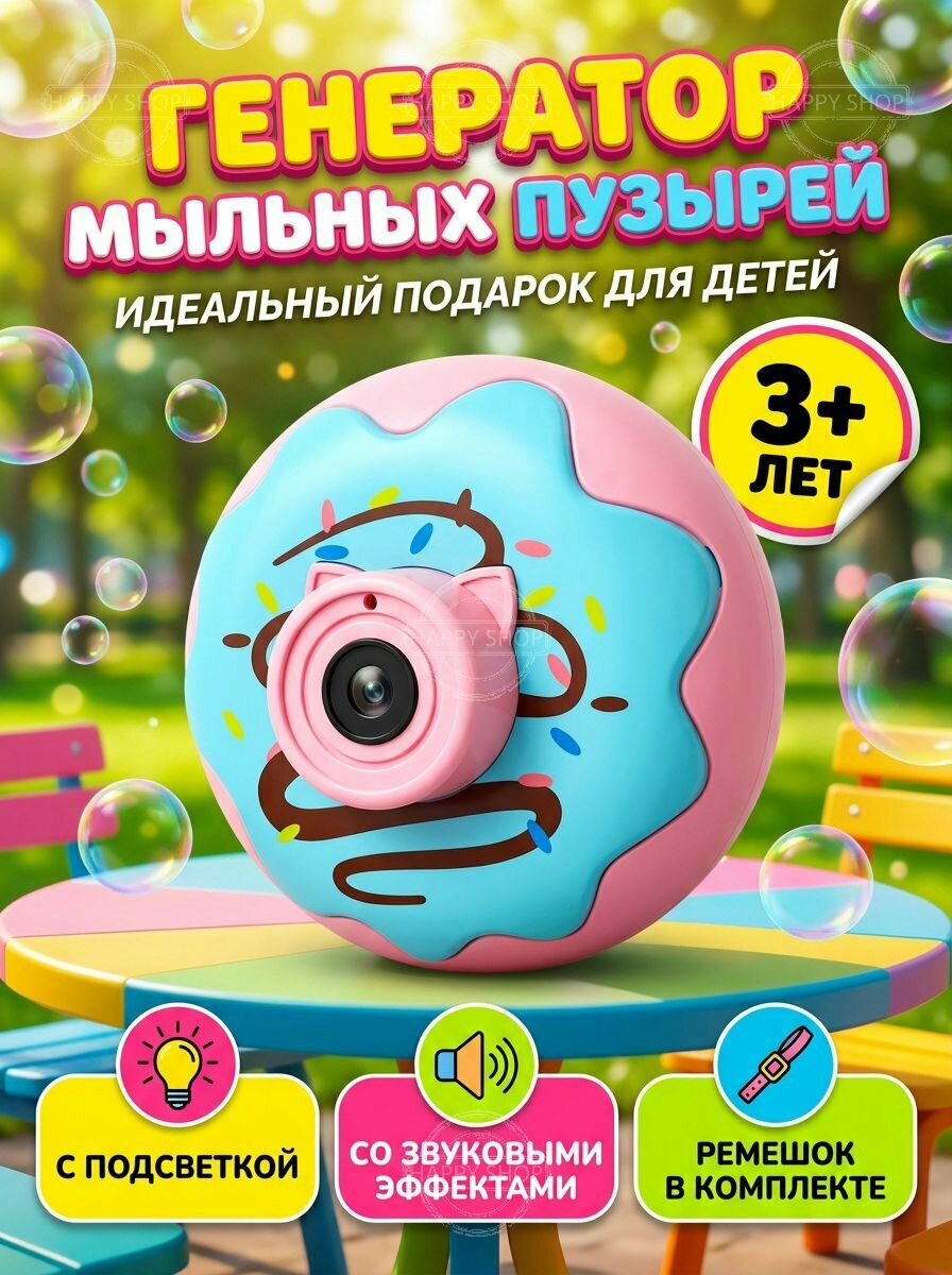 Генератор мыльных пузырей автоматический Пончик, игрушка для детей
