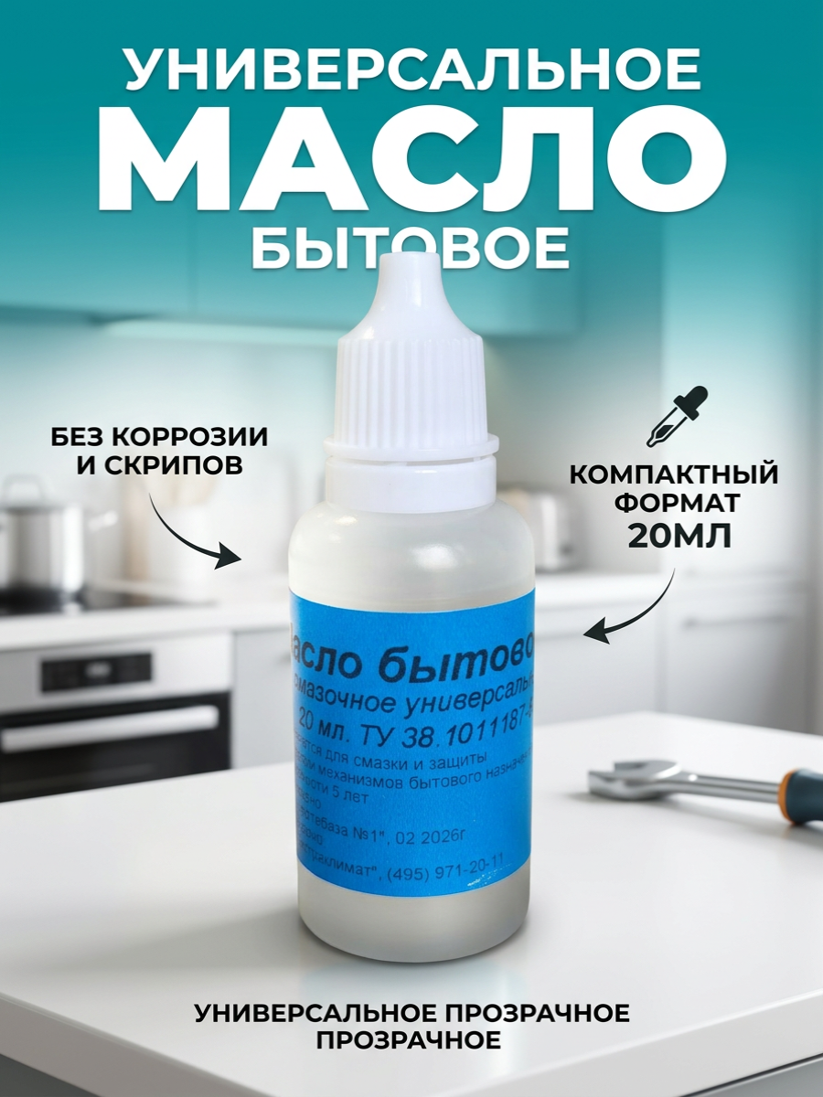 Масло бытовое смазочное И-20 прозрачное для замков, механизмов 20мл