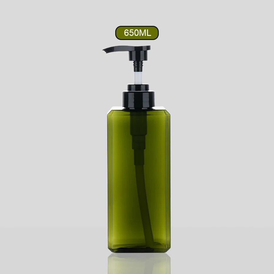 Многоразовый квадратный пластиковый дозатор для мыла 1000 мл Зеленый, 650ml green