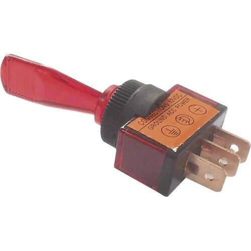 Тумблер для цепей постоянного тока ASW-13D, красный тумблер 12В 20А — фото 1