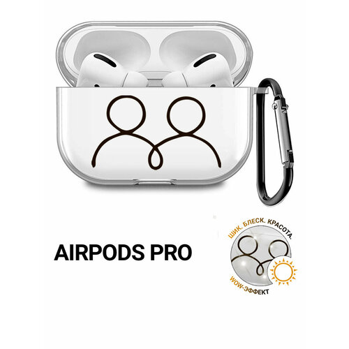 фото Прозрачный чехол для наушников apple airpods pro / аирподс про силиконовый с 3d принтом "couple lines" slvgo
