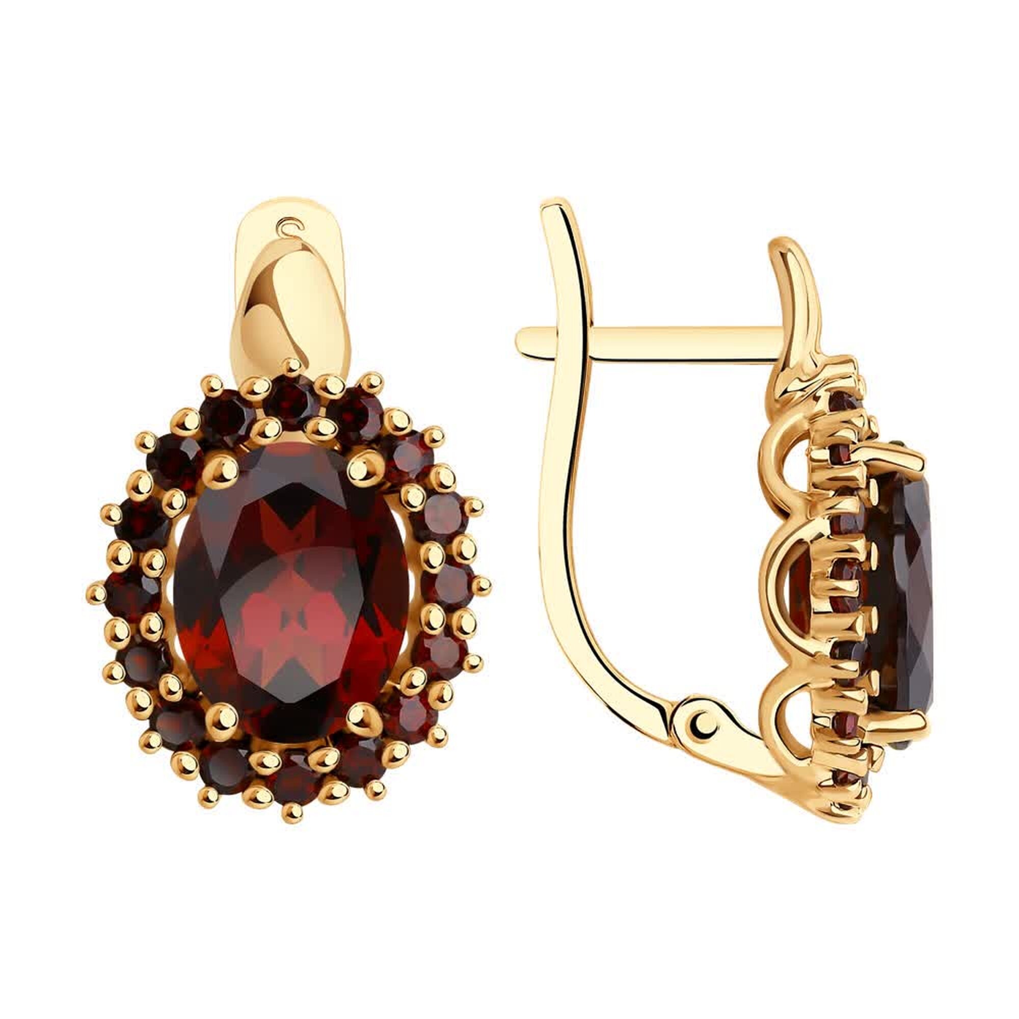 Серьги Diamant online, красное золото, 585 проба, гранат