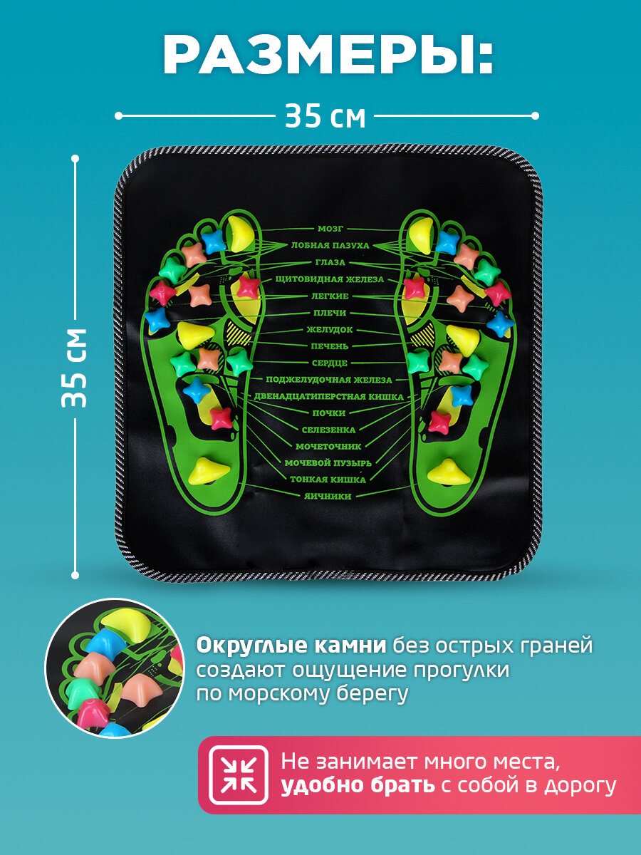 Картинки Коврик массажный для ног SILAPRO, 35х35см/ Массажер для ног/ Акупунктурный массажер для стоп/ Миостимулятор для ног