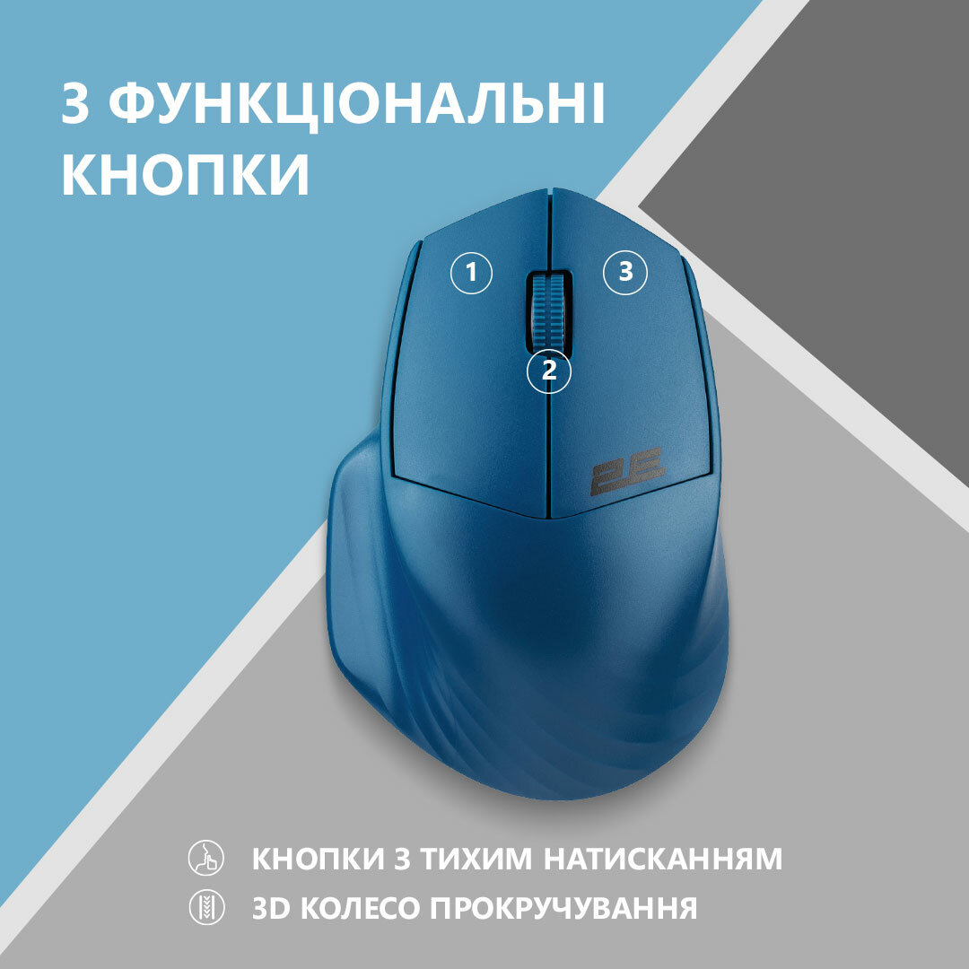 Компьютерная мышь 2E Mouse MF280 Silent WL BT Blue, беспроводная, с подсветкой — фото 1
