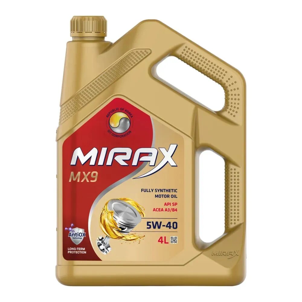 Моторное масло MIRAX MX9 SAE 5W-40 API SP, ACEA A3/B4 4л (607031)