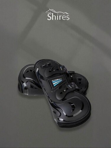 Изображение товара Ногавки Shires, для лошади, передняя, текстиль, размер L, черные, комплект 2 шт.