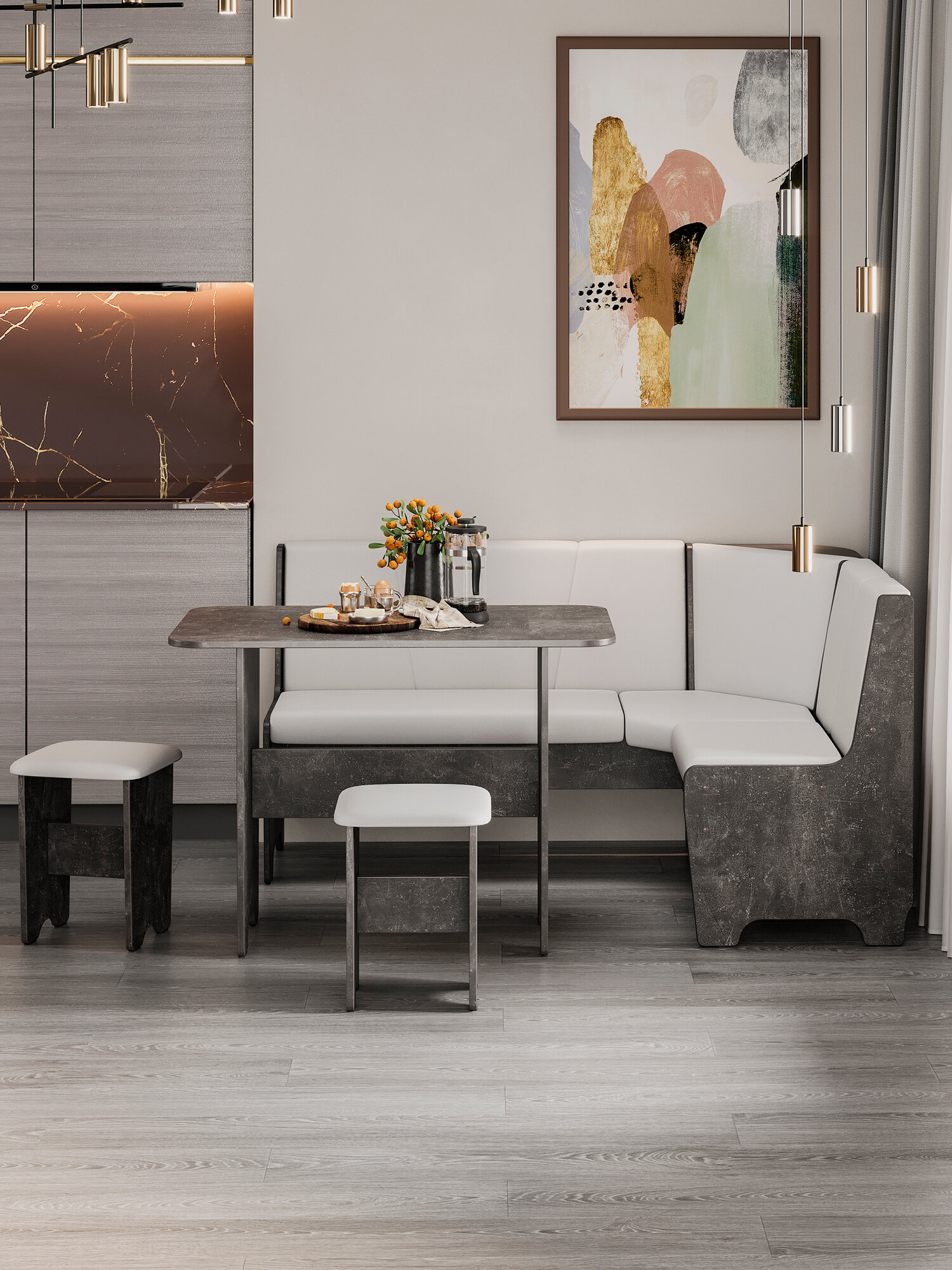 Кухонный уголок Мебель Трия "Техас" ЛДСП искусственная кожа 4 предмета