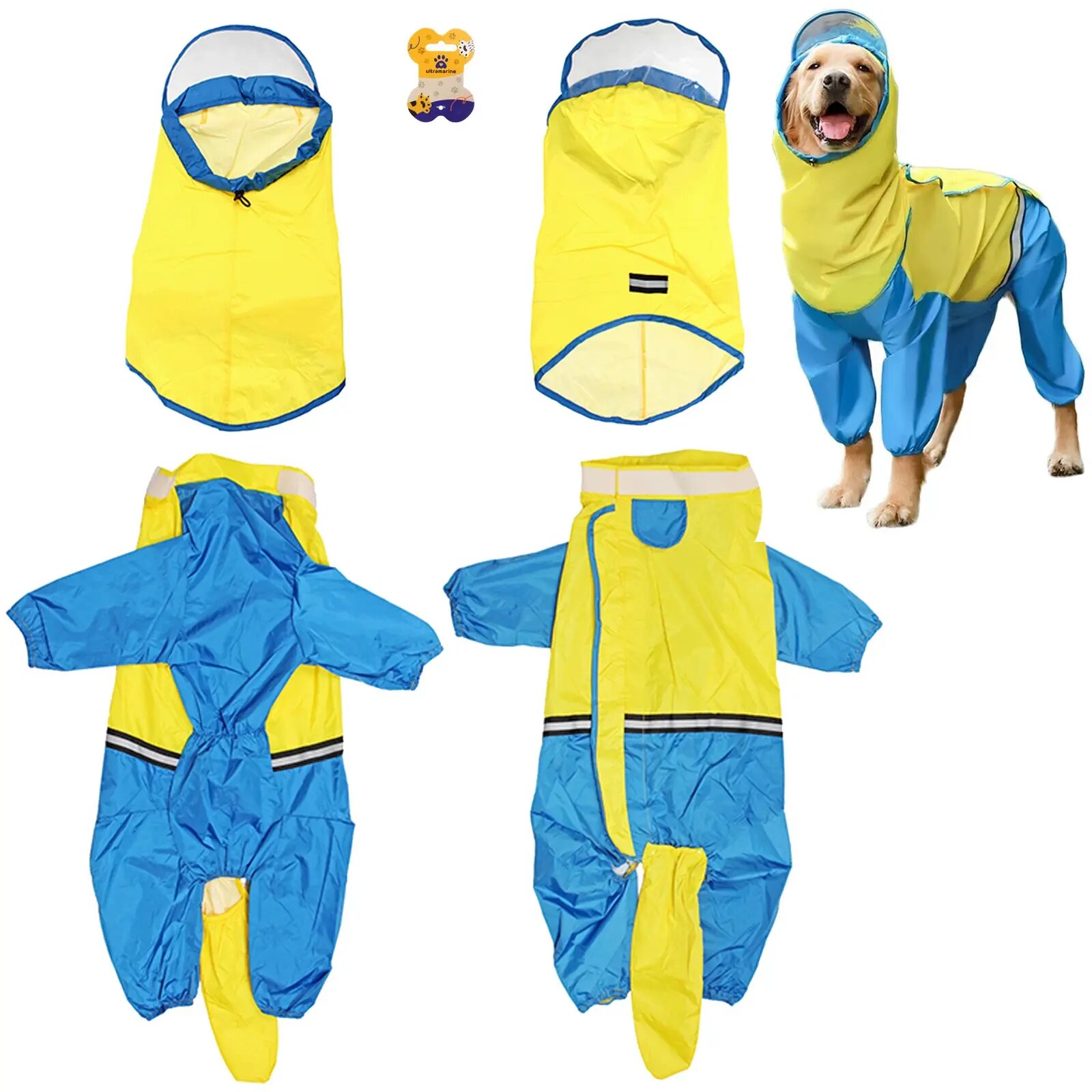 Дождевик для крупных собак «KOMFORT», жёлто-голубой, р 4XL, водоотталкивающий