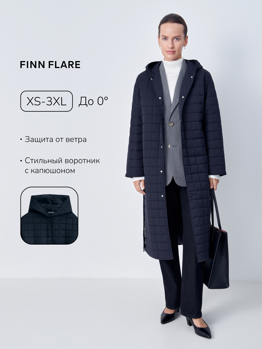Пальто FINN FLARE Демисезонное, размер 3XL(176-108-114), черный