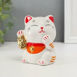Копилка керамика "Манэки-нэко - иероглиф удача" микс 10х8,3х7,2 см