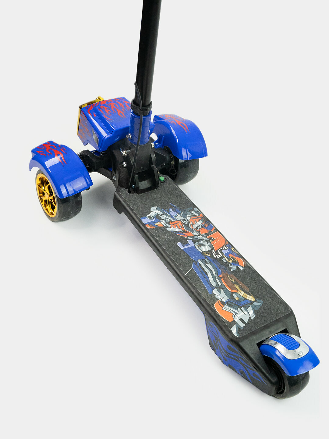Детский самокат "Трансформер" , 3 колеса, LED-подсветка, синий принт, алюминиевый сплав — фото 1