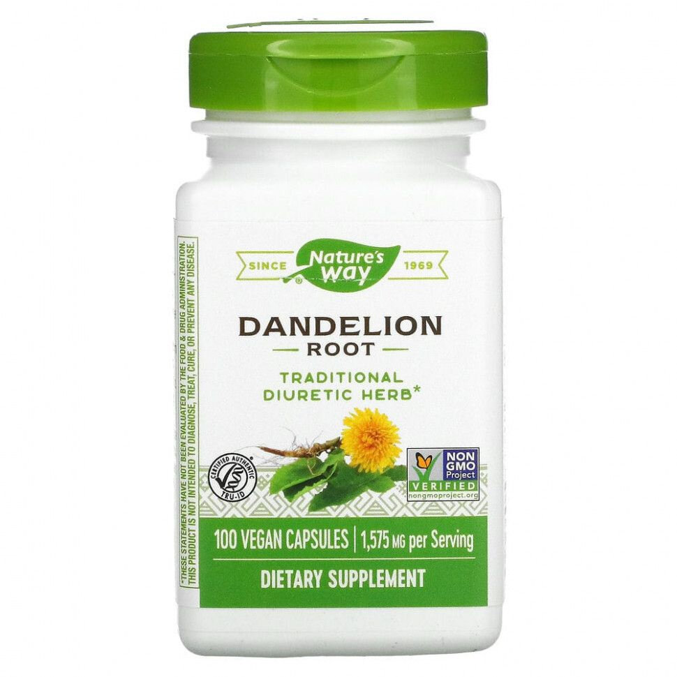 Nature's Way Dandelion root (корень одуванчика) 525 мг 100 веганских капсул