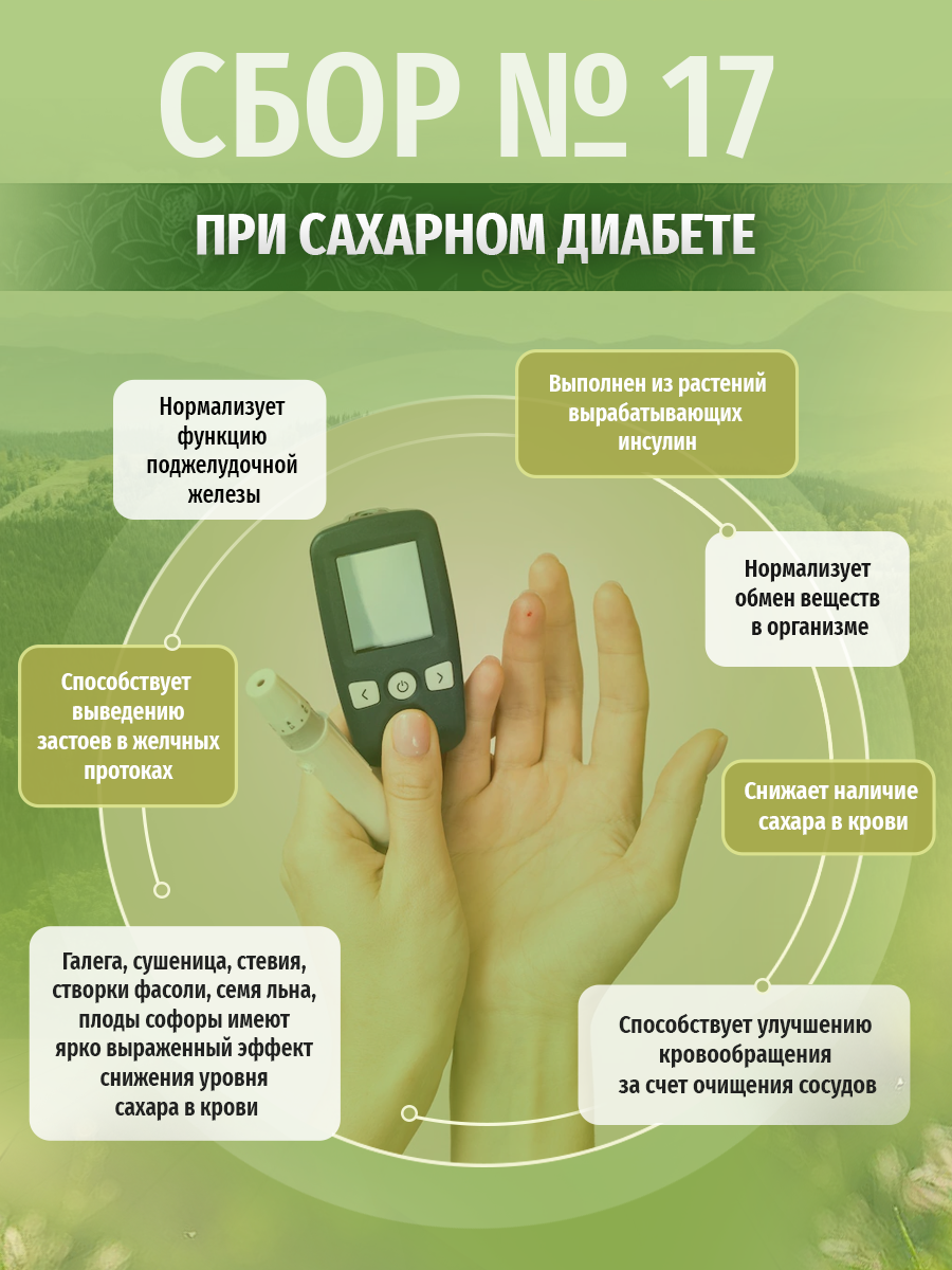 Картинки Травяной сбор Травы Кавказа №17, при сахарном диабете, 200 г