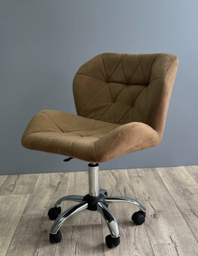 Изображение товара Стул со спинкой, Ракушка, большой, FitBest, велюр, хром, колеса, темно-бежевый велюр