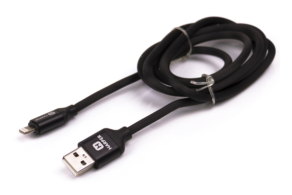 Кабель для айфона, HARPER SCH-530, разъём USB A и 8-pin, 1 метр, 2 А, черный — фото 1