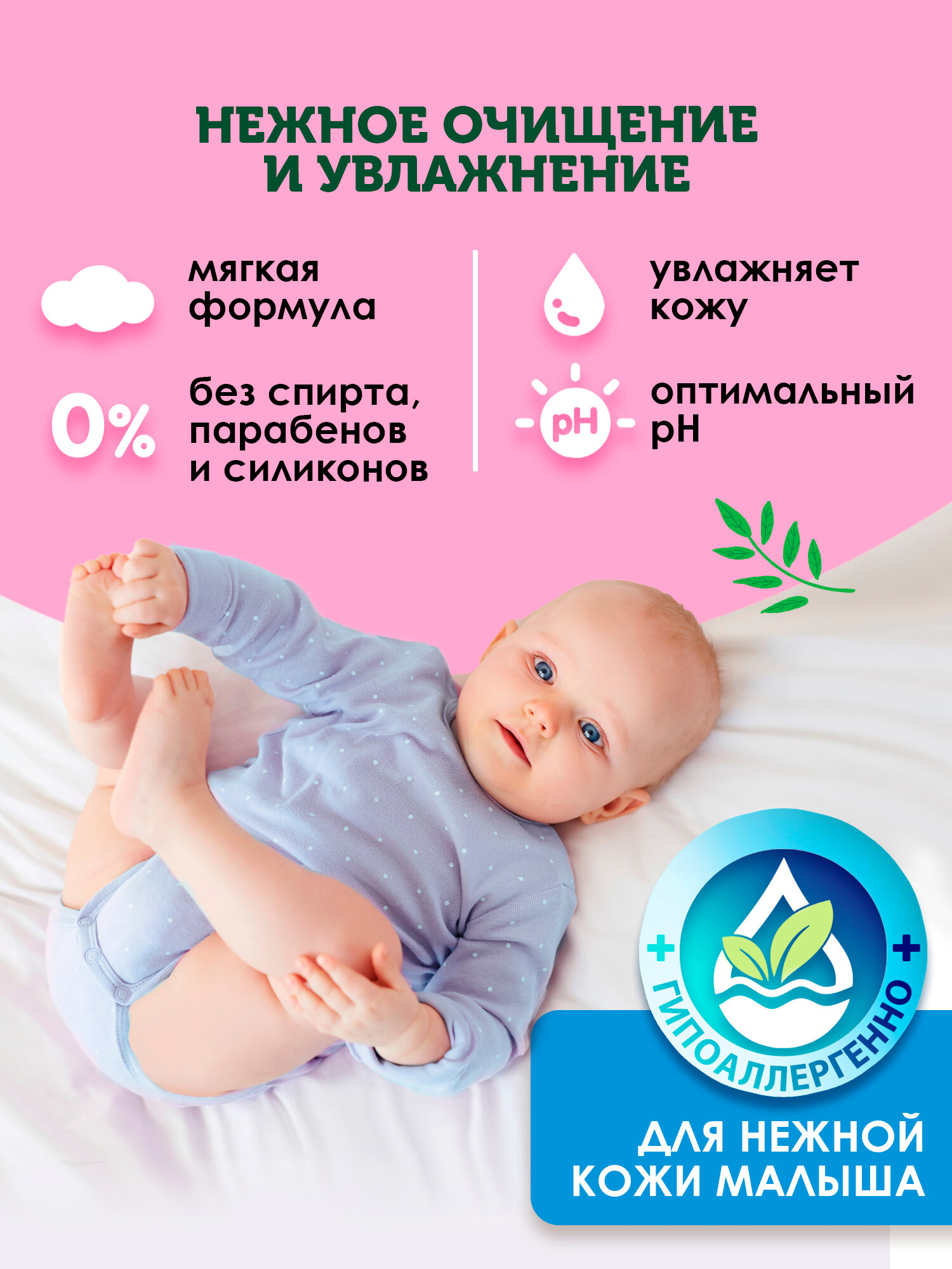 Картинки Свежая нота влажные салфетки детские увлажняющие с бетаином с клапаном 1440шт (120шт х 12уп)