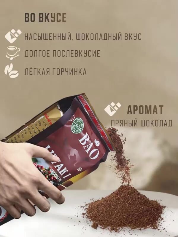 Вьетнамский молотый кофе BAO Лювак, 2 пачки по 500 гр, набор — фото 1