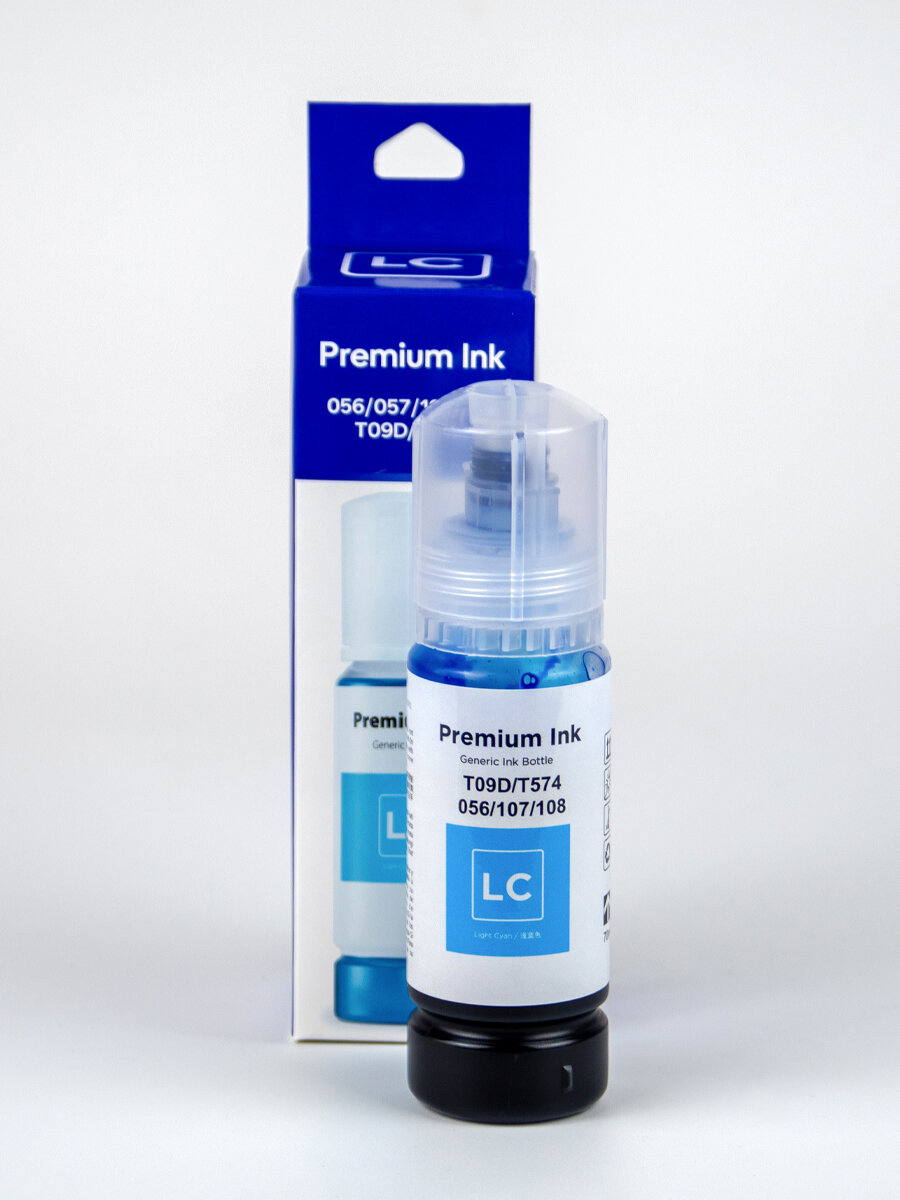 Чернила Epson Premium Ink 057/108 L.Cyan, для струйного принтера, для L 8050/18050 — фото 1