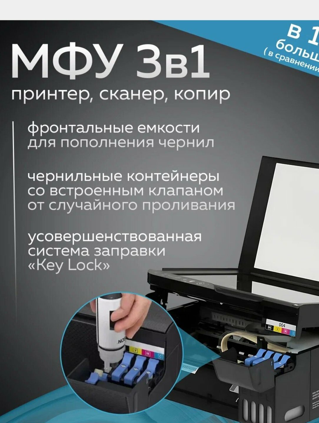 Принтер МФУ Epson L3252, А4, цветной, 3 в 1 — фото 1