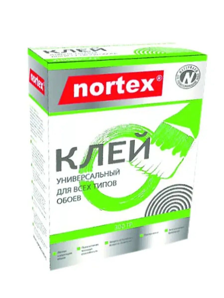 Клей для бумажных и виниловых обоев 300г Nortex клей обойный универсальный 35-45 м2