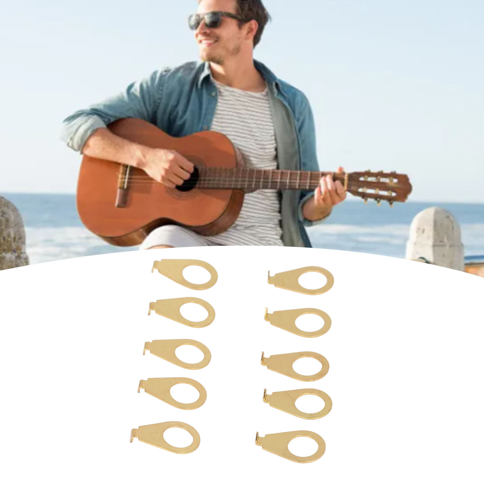 10PCS Guitar Knobs Pointer Indicator Plate Iron Potentiometer Spacer Gold — фото 1