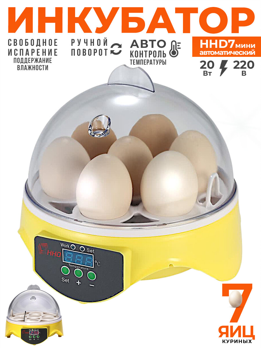 Инкубатор HHD 7 мини на 7 яиц автоматическое поддержание температуры