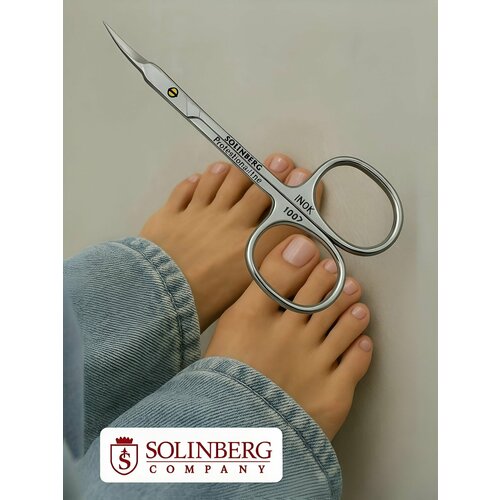 фото Ножницы solinberg pro line 1001, для кутикулы, медицинская сталь, изогнутые лезвия, серебристые, длина 95 мм, длина режущей части 17мм