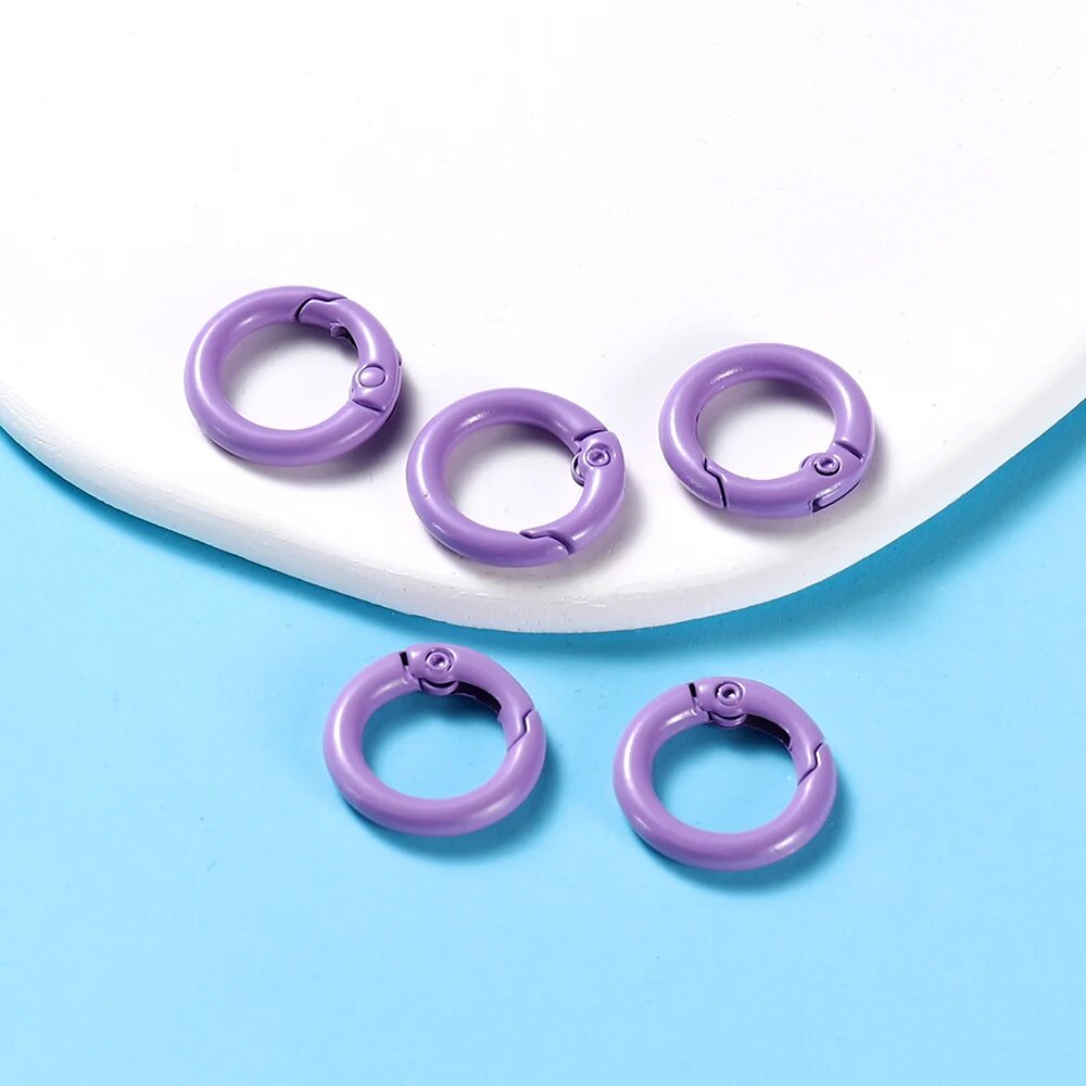 Металлическое уплотнительное кольцо Пружинная Застежка открывающийся круглый карабин зажимы для ключей крючок собака цепь сделай сам ювелирные изделия пряжка соединитель 5 шт./партия 21 цвет 20mm x 5pcs purple