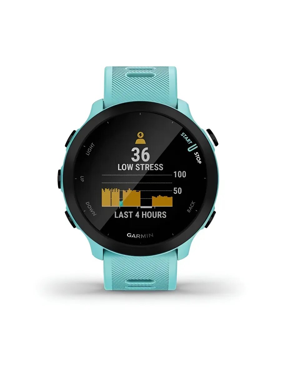 Умные часы Garmin Forerunner 55, цвет аквамарин, GPS, контроль стресса, женский мониторинг — фото 1