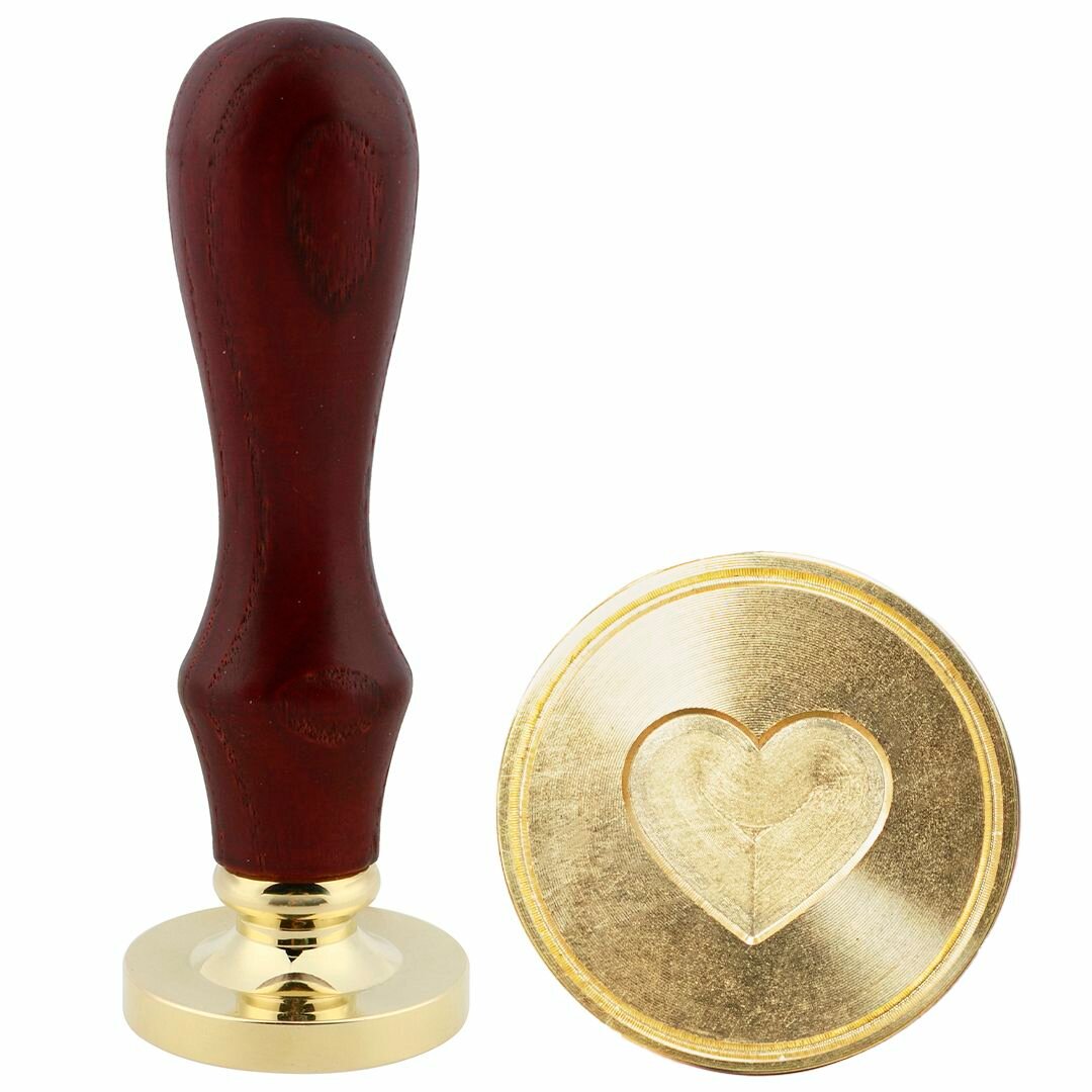 Сургучная печать Волна веселья Штамп Сердце, 3 см, Бежевая, 9х3х6.889 см