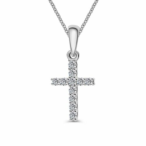фото Подвеска 585gold, серебро, 925 проба, родирование, фианит, серебристый