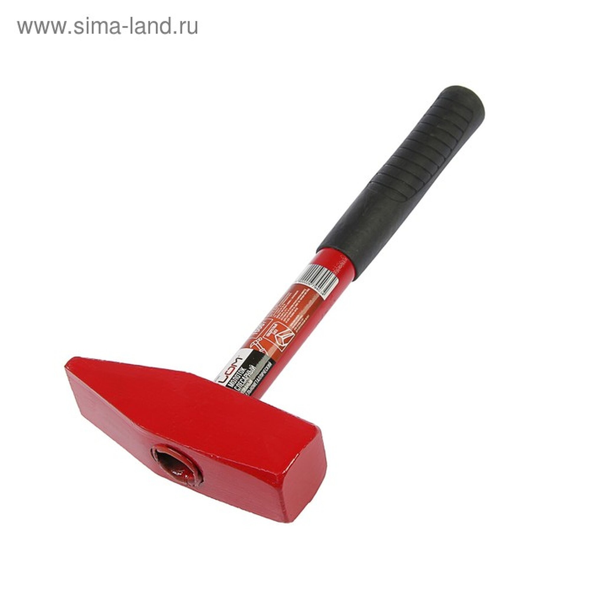 Молоток слесарный ЛОМ квадратный боек металлическая обрезиненная рукоятка 1500 г