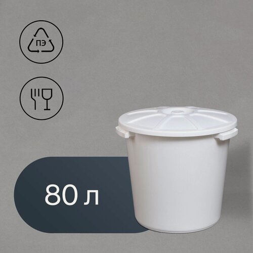 Изображение товара Бак Альт-Пласт, для пищевых продуктов, круглый, пластик, цвет микс, крышка, 80л